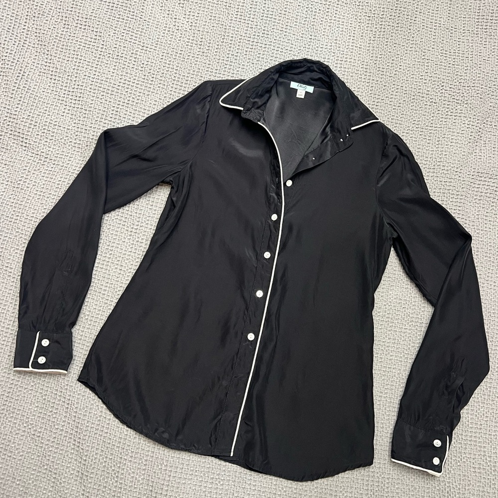Luxury Silk! Olatz Women’s Silk Black Shirt Blouse Size S